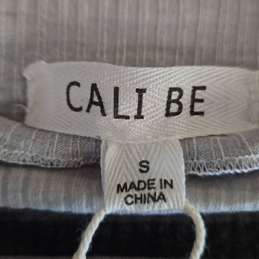 CALI BE Long Sleeve Striped Top Grey Black Small - Picture 3 of 5